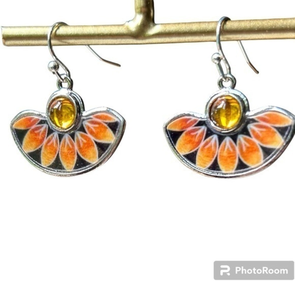New Colorful Enamel & Silver Dangle Earrings